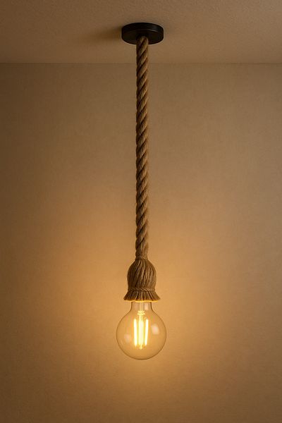 Ledarmy Decorative Rope Hanging Ceiling Lamp Led G95 Glop Bulb Warm White E27 Lampholder 6W Decorative Light
