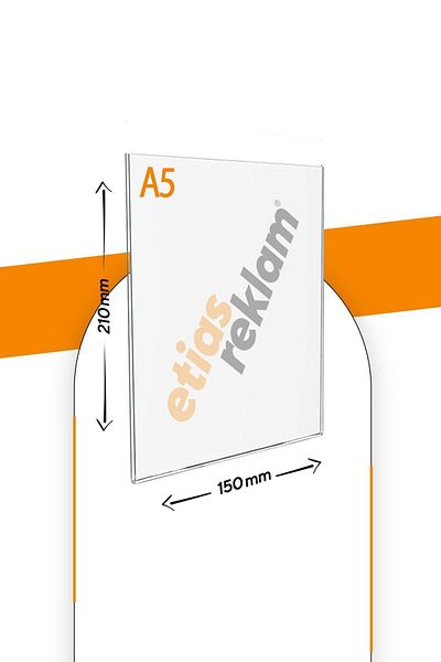 Etias Reklam A5 U Type - Transparent Plexi Vertical Table Fountain and Brochure Holder