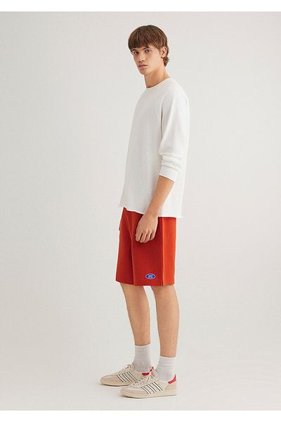 Mavi Logo Printed Red Shorts 0410240 -70435