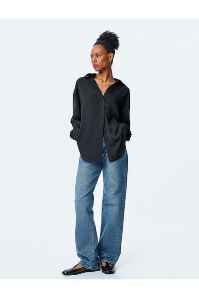 Koton Classic Collar Long Sleeve Oversize Shirt