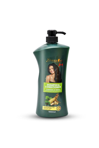 Linarose لينا روز شامبو وبلسم للشعر بخلاصة الجينسنغ والنيم - 1000 مل