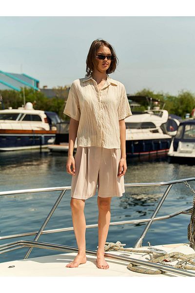 Coral Single Pocket Short Sleeve Shirt Cream
