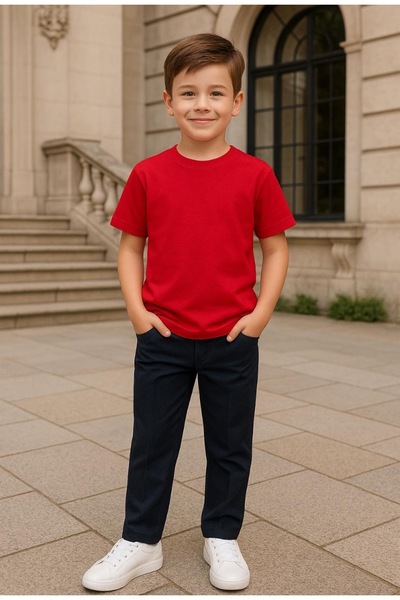 Mcrkids Μπλουζάκι Unisex με κοντό μανίκι σε κόκκινο χρώμα