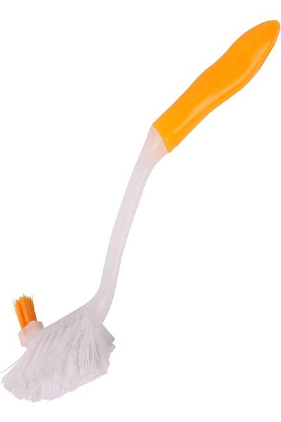 CLASSYTOUCH Plastic Scrub Brush with Non-Slip Handle for Dishes, Pans, Pots & Sink Cleaning (Yellow & White)