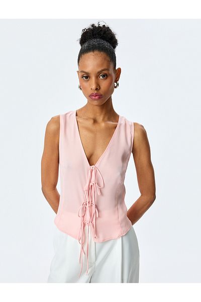 Koton Tie Detailed Crepe Fabric Tank Top