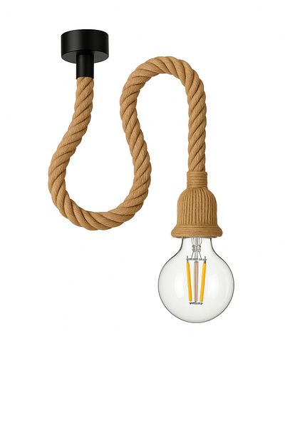 Ledarmy Decorative Rope Hanging Ceiling Lamp Led G95 Glop Bulb Warm White E27 Lampholder 6W Decorative Light