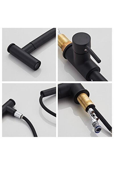 İyem Kitchen Faucet with Extendable Hose Kitchen Spiral Stainless Matte Black