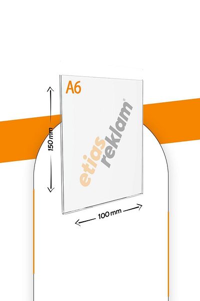 Etias Reklam A6 U Type - 2.8 Mm Transparent Plexi Vertical Table Top Foiling / Brochure Holder