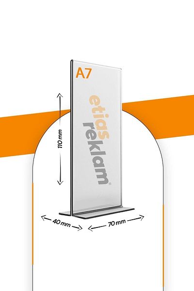 Etias Reklam A7 T Type Vertical 5-Piece Table Top Transparent Plexi Fountain / Brochure Holder