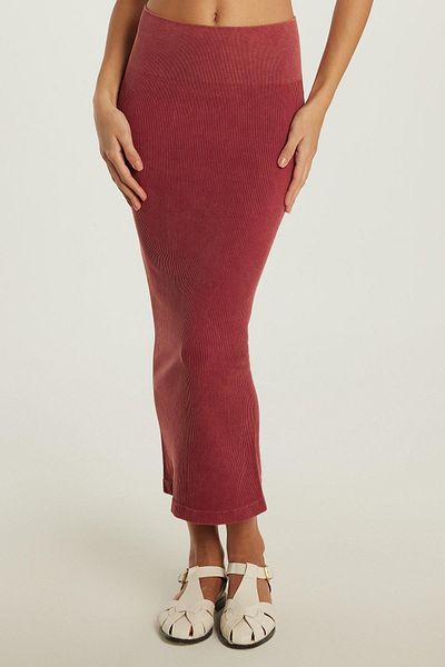 Tudors Fusta lungă, dreaptă, din bumbac, slim fit, roșu Claret