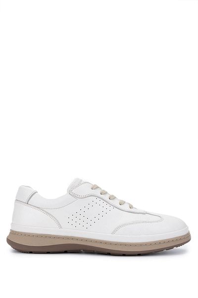 Tamer Tanca Men's Genuine Leather Off-White Casual Shoes