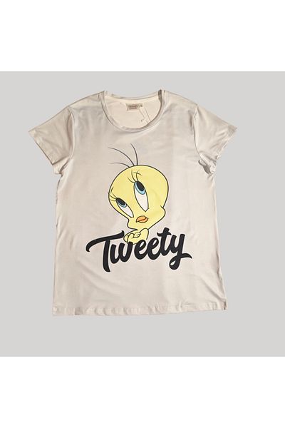 TWEETY WOMENS SHORT SLEEVE PAJAMA SETS , SILKY POLYESTER