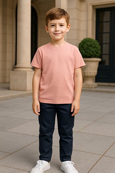 Mcrkids Μπλουζάκι Unisex με κοντό μανίκι σε χρώμα πούδρα