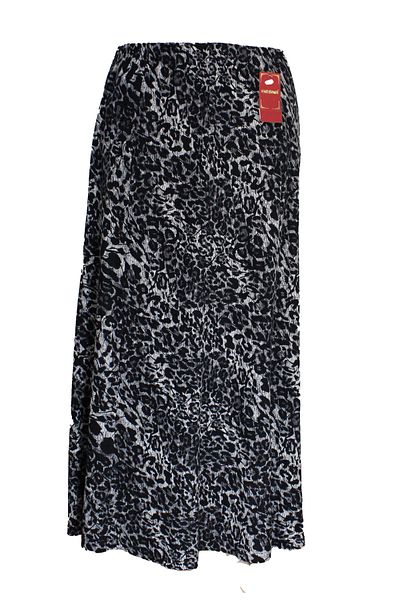 HESNA Women's Betül 8 Piece Elastic Unlined Black Leopard Patterned Skirt