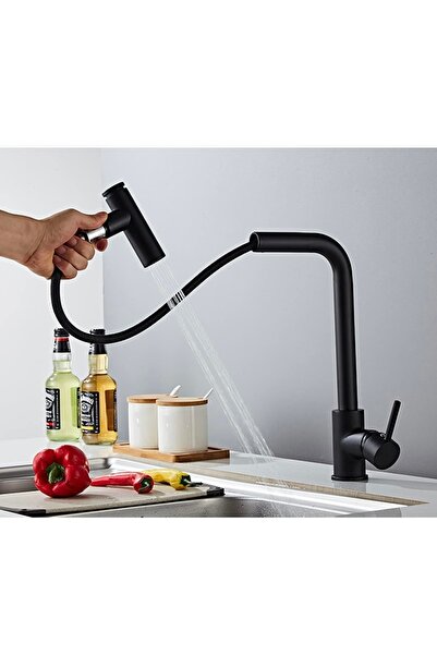 İyem Kitchen Faucet with Extendable Hose Kitchen Spiral Stainless Matte Black