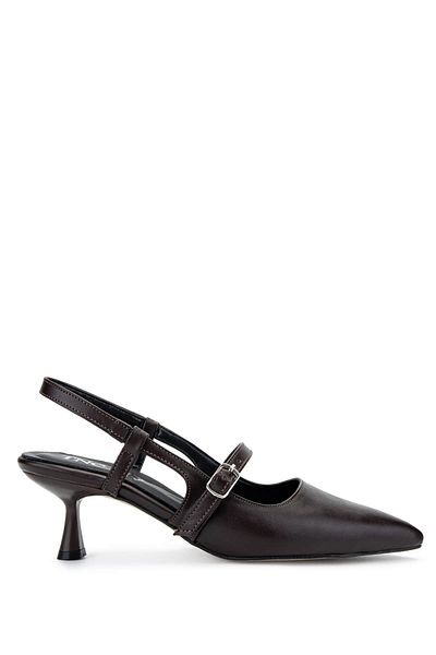 Tamer Tanca Women's Genuine Leather Brown Heeled Shoes