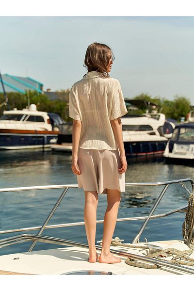 Coral Single Pocket Short Sleeve Shirt Cream
