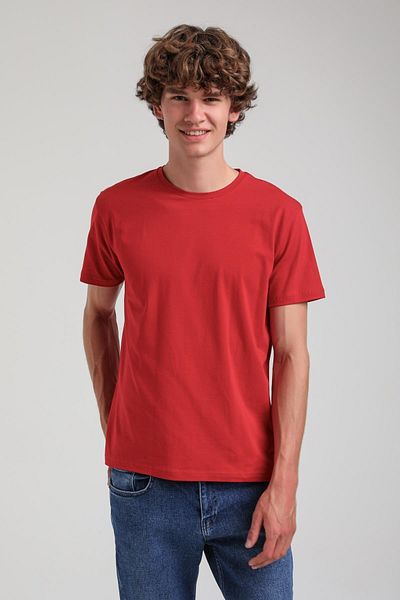 NEW WORLD POLO Crew Neck Slim Fit Red Lycra Cotton Stretch Fabric Basic T-Shirt 25Ssm20341