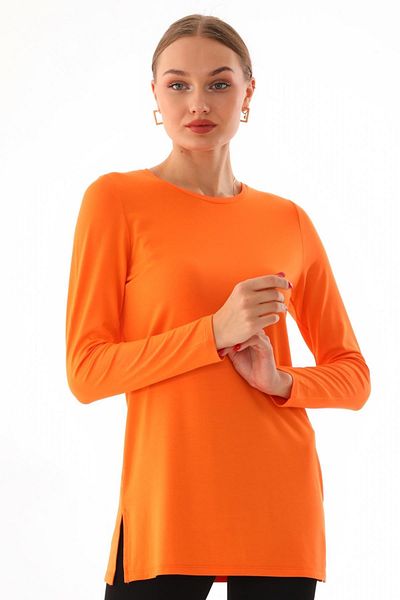 penyebizden Women's Viscose Full Lycra Tunic-Orange