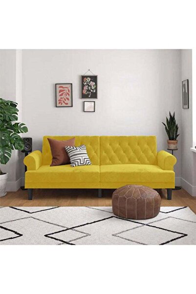 soufa dibaj شوكولاتة | أريكة بثلاثة مقاعد مُنجدة بالمخمل ٢١٢×٨٢×٨٤ سم - ذهبي