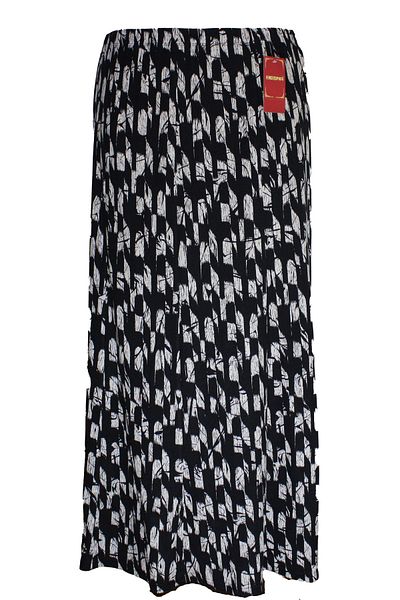 HESNA Women's Betül 8 Piece Elastic Unlined Black Patterned Skirt