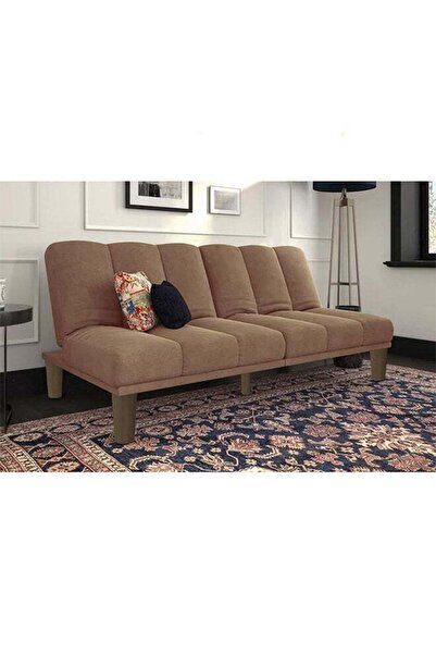 soufa dibaj سوسو | أريكة بثلاثة مقاعد مُنجدة بالمخمل، مقاس ١٨٠×٨٤×٩٤ سم - بني...