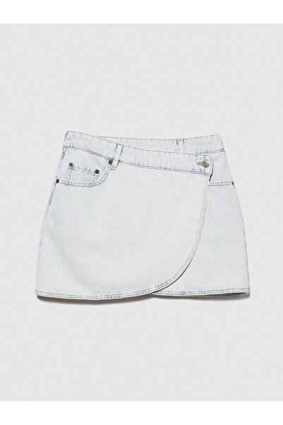 Sisley 100% bumbac cu talie joasă mini fustă denim înfășurată femei fustă mixtă neagră - 324P4PJEL0020