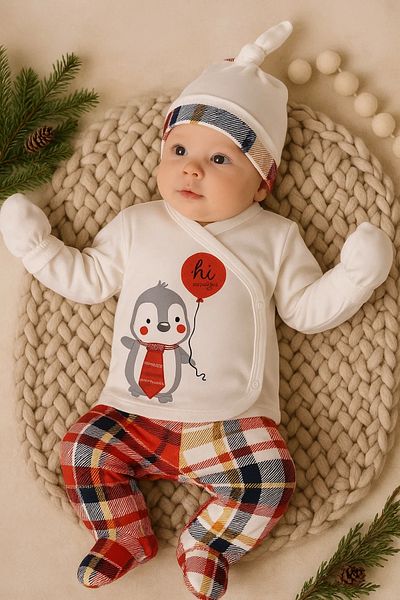 Babydonat مخرج مستشفى للرجال مكون من 5 قطع - منقوش ووشاح ونمط البطريق