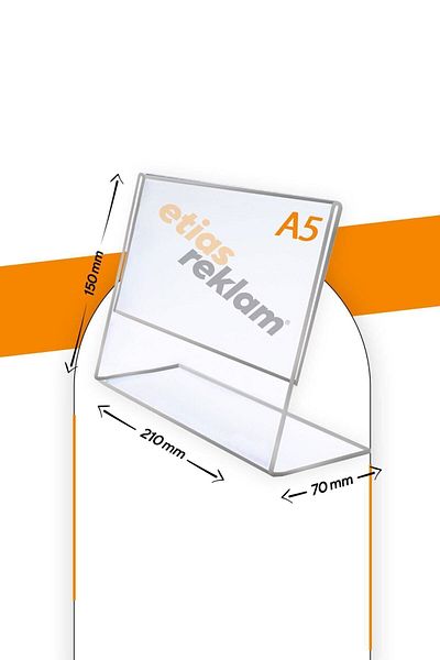 Etias Reklam A5 L Type Horizontal 5-Piece Table Top 2.8 Mm Transparent Plexi Fountain / Brochure Holder