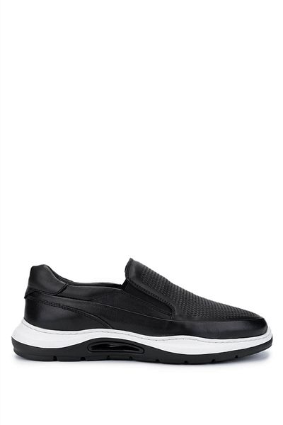 Tamer Tanca Men's Genuine Leather Black Leather Casual Shoes