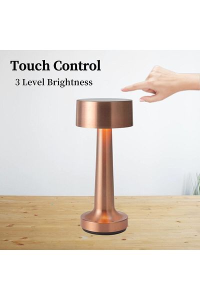 COOYA LED touch desk lamp, 3 color temperatures, 3 dimming levels, USB charging, even lighting, rose gold
