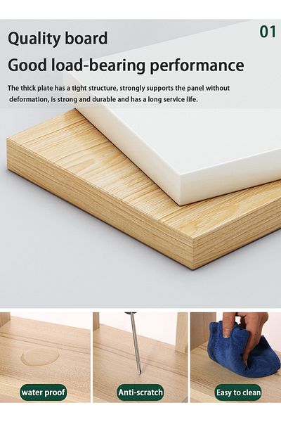 EqiEch Double-Tier End Table, No-Tool Assembly, MDF & Wood, White/Marble, 60x30x53cm