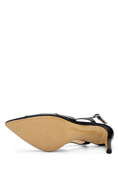 Tamer Tanca Women's Genuine Leather Black Leather Heeled Shoes