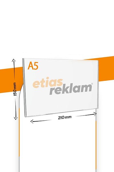 Etias Reklam A5 U Type Horizontal Table - 2.8 Mm Transparent Plexi Brochure Foiling