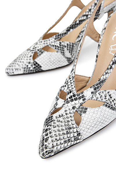 Tamer Tanca Women's Genuine Leather Black/White Heeled Shoes