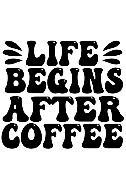 StoryGift Romania Sticker Autocolant 30CM Exterior cu textul in engleza "Life begins after coffee" - viata incep