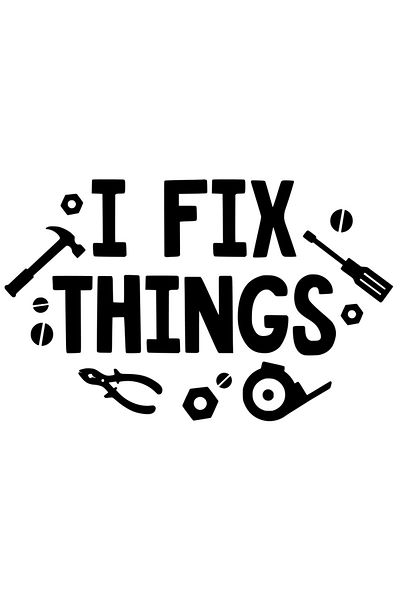 StoryGift Romania Sticker Eticheta 50CM Exterior cu unelte si mesajul in engleza "I fix things" - eu repar lucru