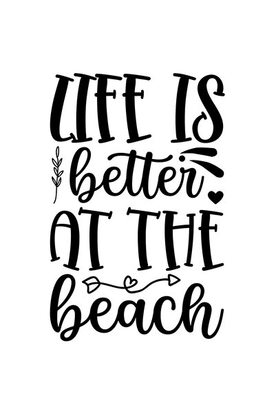 StoryGift Romania Sticker Autocolant 70CM Exterior cu textul in engleza "Life is better at the beach" - viata e
