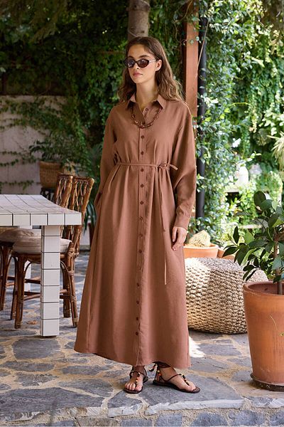 BE BLUE Vintage Dried Rose Shirt Dress