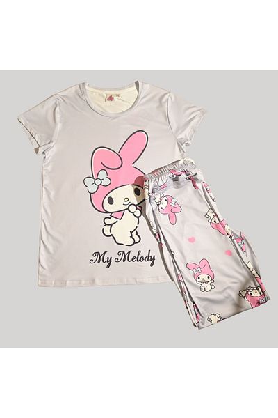 MY MELODY WOMENS SHORT SLEEVE PAJAMA SETS , SILKY POLYESTER
