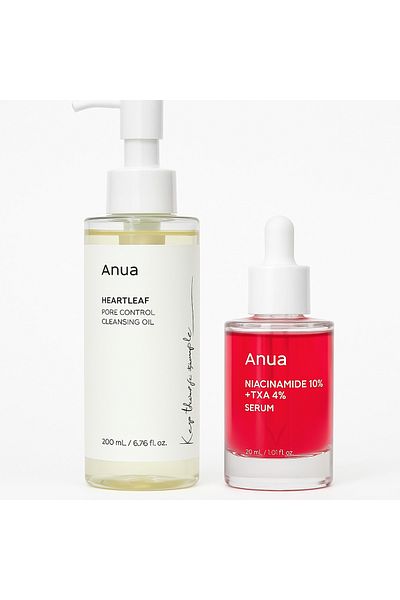 ANUA Niacinamide 10% TXA 4% Serum 30ml & Herleaf Pore 200ml Anti-Blackhead & Whitehead Cleansing Oil