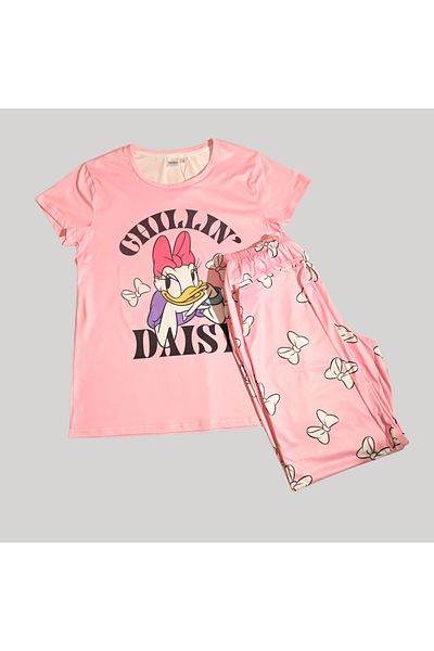 Daisy DUCK WOMENS SHORT SLEEVE PAJAMA SETS , SILKY POLYESTER