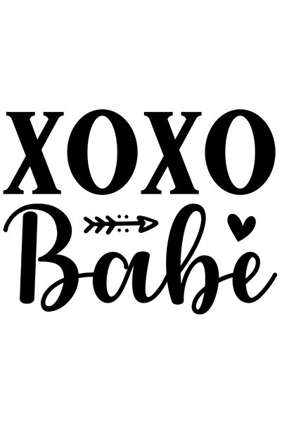StoryGift Romania Sticker Eticheta 40CM Exterior cu mesajul in engleza "XOXO, babe" - pupici iubito , Vinyl Negr