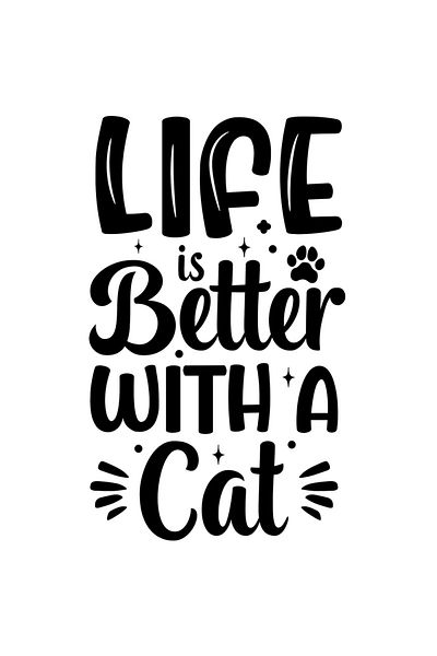 StoryGift Romania Sticker Exterior pentru iubitorii de pisici cu textul "Life is better with a cat" - viata