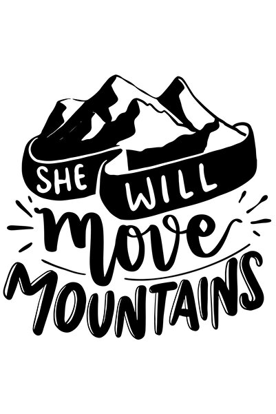 StoryGift Romania Sticker Exterior pentru femei determinate cu mesajul "She will move mountains" - ea va mut