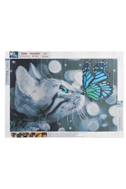 zola Goblen mozaic cu diamante, pisicuta cu fluture, 40x30 cm