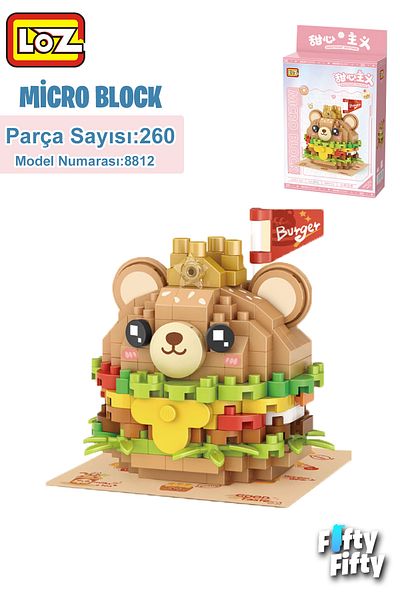 Vagonlife Loz Micro Block Series Cute Burger 260 Pieces Toy Construction Set Fflz-8812