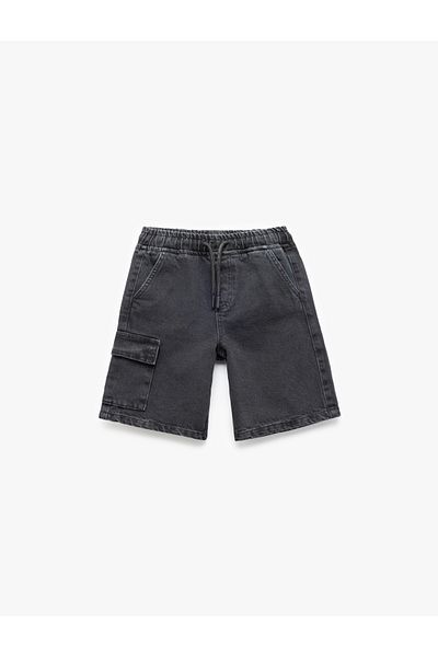Koton Cotton Lace-Up Waist Cargo Shorts with Pocket Detail