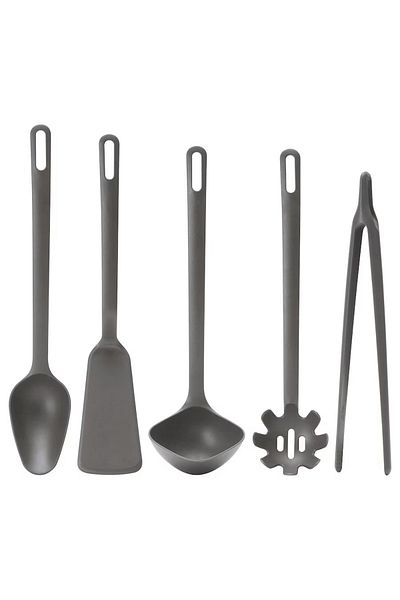 IKEA 5 Pieces Grey Ladle Spoon Set Kitchen Ladle Meridiandokan 5 Pieces Grey Color Anti-Scratch