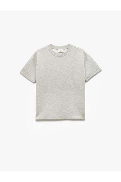Koton Viscose Blended Crew Neck Basic Short Sleeve Oversize Sweatshirt
